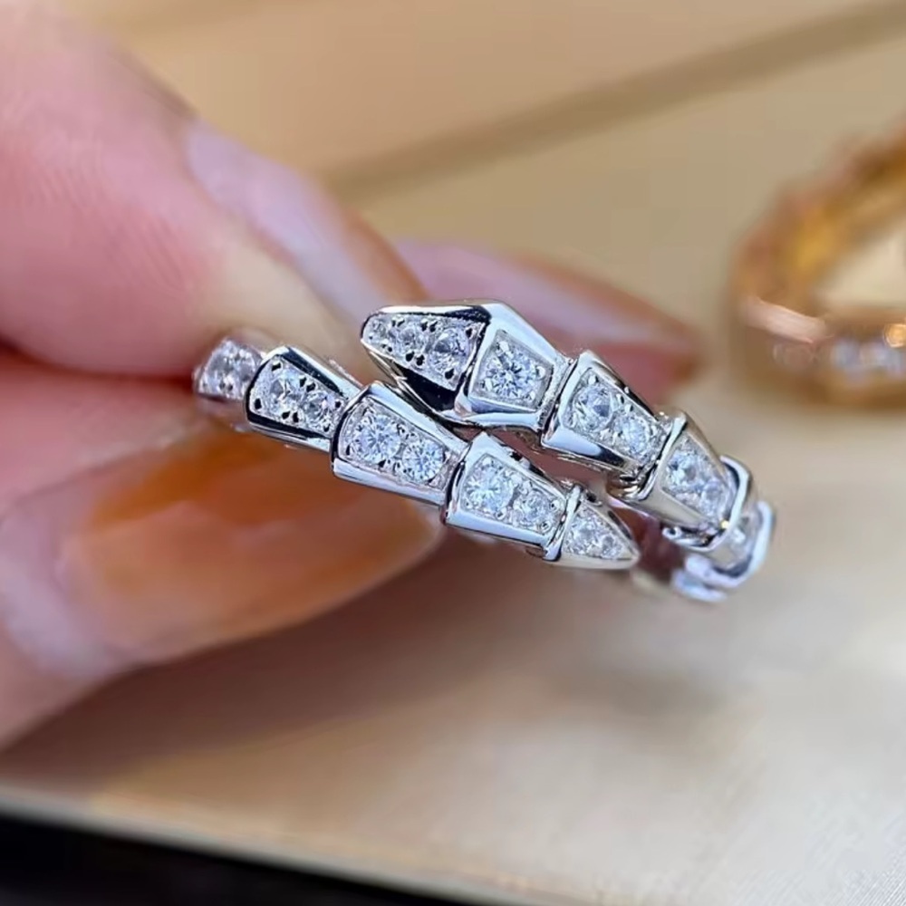 Serpent Silver Crystal Adjustable Ring - image 5